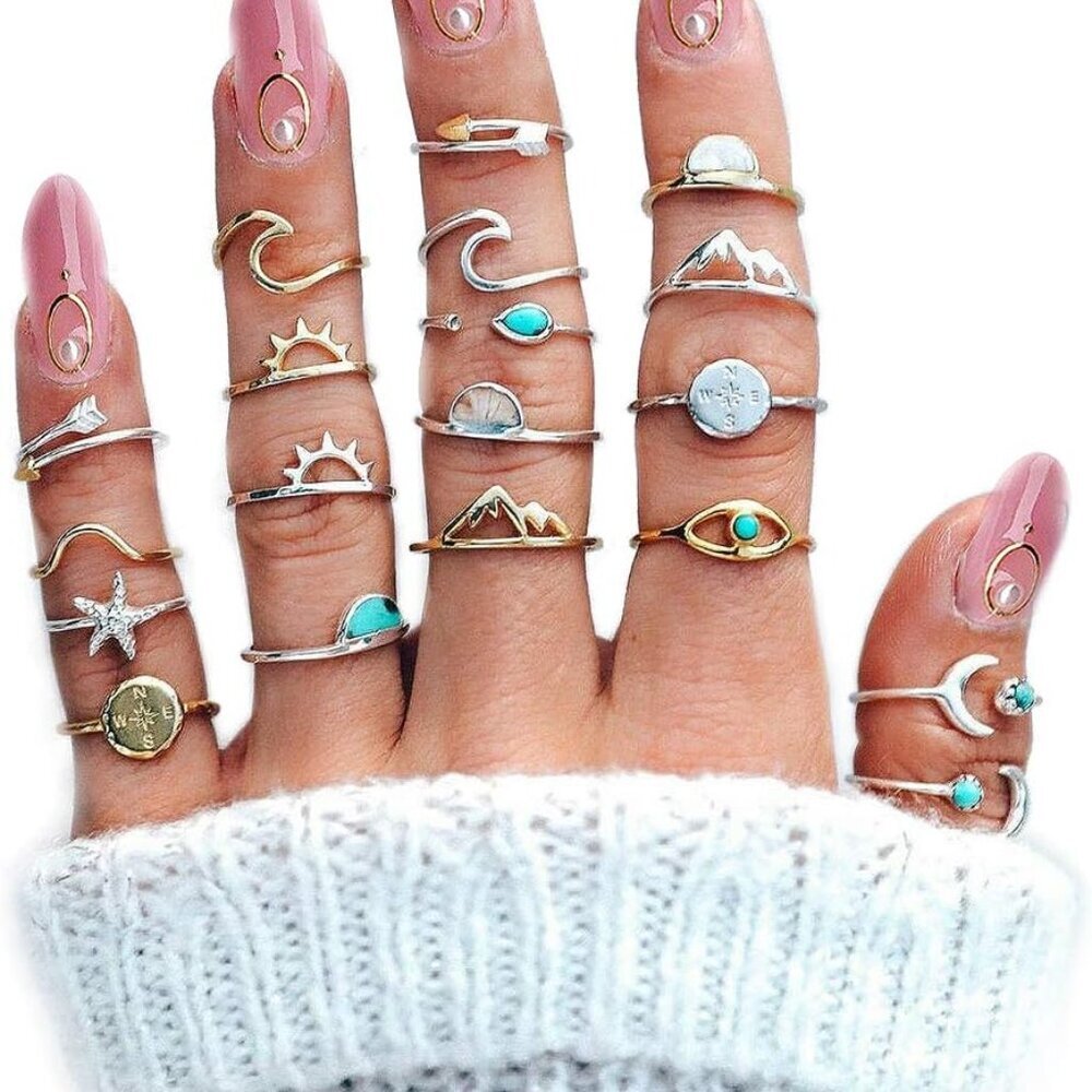 Boho Retro Stackable Rings Sets for Women Knuckle Joint Finger Knuckle Nail Ring